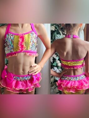 LC NEW 1 left Hot Pink Colorful Sequin Dance Costume